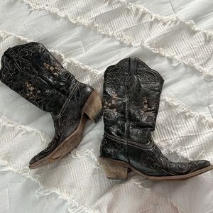 Corral Vintage Black Lizard inlaid cowboy boots